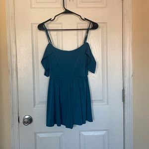 Blue cold shoulder romper